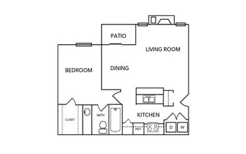 1 Bedroom / 1 Bath 1060 floor plan